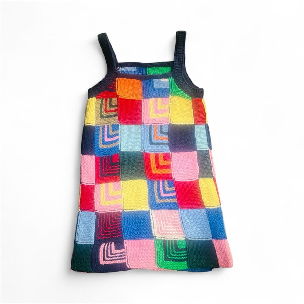 Re/Done Multicolor Knit Patchwork Mini Sweater Dr… - image 2